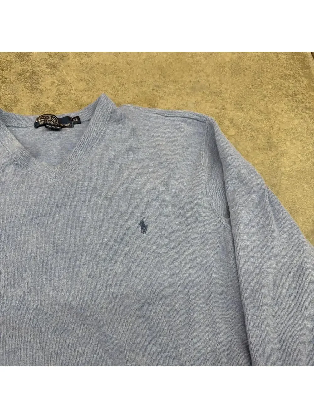 vintage polo ralph lauren blue small logo sweater size xl HAS STAINS